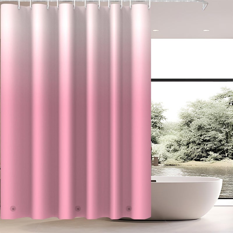 TIKABC Shower Curtain Liner, 4G PEVA Shower Liner, Plastic Waterproof Shower Curtains, with Grommet Holes and 3 Magnetic Weights(Gradient Pink) - Image 1